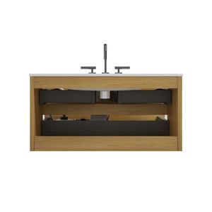 TIA 36 \ "lavabo da bagno in rovere naturale con montaggio a parete grande portaoggetti moderno Pre-assemblato mobile galleggiante con lavello in ceramica 3 - Product Image 5