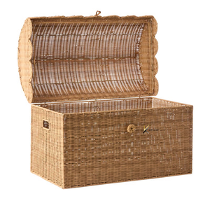 Best Selling Scalloped <b>Rattan</b> Rectangle Large <b>Boxes</b> <b>Storage</b> Basket Sets Clothes Organization OEM Eco Friendly for <b>Storage</b> - Product Image 2