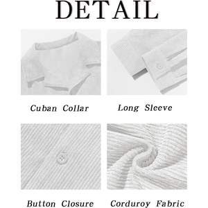 Chaqueta de pana informal para hombre 2025, chaqueta ligera de manga larga con botones cubanos, camisas con botones - Product Image 3