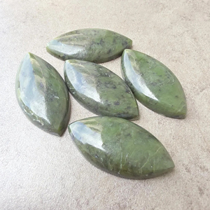 Jade Néphrite Vert Naturel, Cabochon Marquise à Dos Plat, Calibré AAA+, Pierre Précieuse Certifiée par un Certificat Tierce Partie pour la Fabrication de Bijoux - Product Image 3