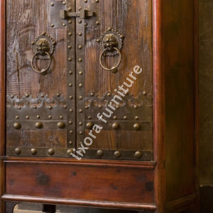 Luxury Handcrafted Solid Wood 2 <b>Door</b> Wardrobe Antique Brass Studded <b>Rustic</b> Reclaimed Oak Armoire - Product Image 4