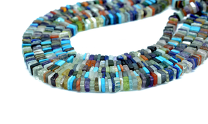 Perles de forme carrée Heishi lisse multi-pierres 5-5.5mm Perles de pierre polyvalentes - Product Image 3