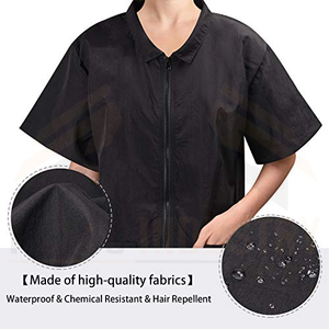 MIRAS INDUSTRY Mono de trabajo unisex impermeable de poliéster de manga corta con cremallera frontal, bolsillos y detección de agujas, fusión sin costuras - Product Image 4