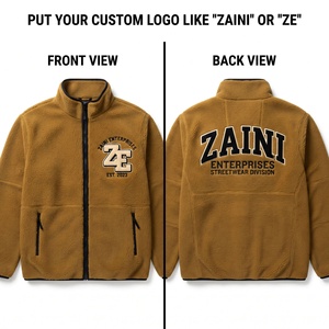 Men Fleece <b>Jacket</b> 240g Polar Fleece Stand Collar Full Zip Embossed Logo Soft Warm Casual <b>Running</b> <b>Jacket</b> Waterproof <b>Reflective</b> - Product Image 1
