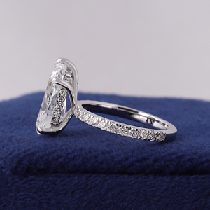 3 Carat Pear Cut Lab Grown Diamond <b>Ring</b> Pear Shaped Engagement <b>Ring</b> Hidden Halo <b>Ring</b> Minimalist <b>Ring</b> 14K Gold <b>Thin</b> Daint <b>Ring</b> - Product Image 4