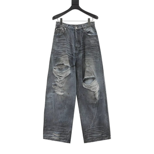 <b>Correct</b> Edition BAL Style Hidden-dyed Distressed Ripped Jeans for Men High Quality Trendy Brand Denim Pants for Men - Product Image 2