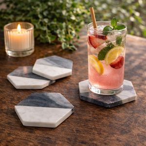 Designer Marble <b>Coasters</b> – Luxury Living Room Accessories Black Marble <b>Coaster</b> <b>Set</b> – Elegant Contemporary Decor - Product Image 1