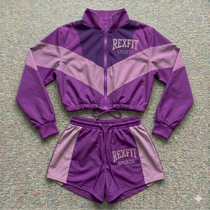 Rexfit Sports Factory Direct Mens <b>Reflective</b> Nylon Sports <b>Jacket</b> and Shorts Set Tracksuit Set Wholesale - Product Image 3