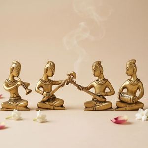 Juego de Figuras Musicales de Latón Chapado en Oro, 4 Piezas, 8 Pulgadas de Largo, Decoración para el Hogar, Artesanía de Fundición, Escultura 3D - Product Image 2