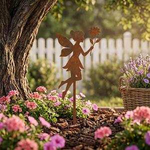 Décoration de jardin féerique en métal en forme d'animal, résistante aux intempéries, avec revêtement en poudre, pour extérieur - Product Image 6