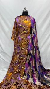 Ensemble Maqbal Dirac de luxe pour femmes, or brillant, manches longues, broderie, mélange de spandex et de polyester, écologique, été, printemps - Product Image 4