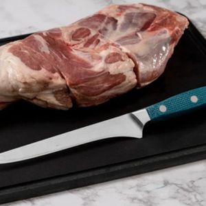 Couteaux à désosser courbés vert sarcelle avec manche fin argenté et triple rivet pour la désossure de volaille et la préparation culinaire - Product Image 6