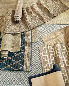 Tapis rectangulaire en jute noir tressé, luxueux et moderne, décoratif, fait main, design géométrique, imperméable, écologique, revêtement de sol - Product Image 4