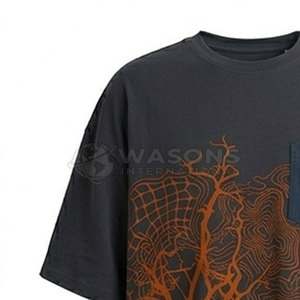 T-shirt imprimé surdimensionné confortable pour homme, style graphique minimaliste, coupe ample, tissu tricoté respirant, tenue décontractée moderne pour la rue - Product Image 2