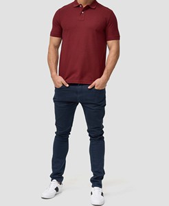 Chemise à manches courtes pour homme, couleur bordeaux, 100% coton piqué, tricotée, décontractée, couleur unie, respirante, séchage rapide, 240 grammes, service OEM - Product Image 2