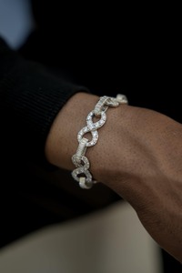 <b>Mens</b> 925 <b>silver</b> moissanite infinity link bracelet diamond look elegant engagement style fine jewellery gift premium luxe - Product Image 1