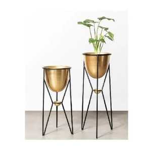 Ensemble de 2 supports de plantes en métal doré, base ronde demi-sphère pour pot de fleurs, support de table intérieur, balcon, étagères pour plantes en fer forgé - Product Image 3