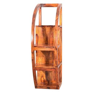 Estantería en forma de D hecha de madera de teca maciza de alta calidad con acabado marrón para uso en interiores. - Product Image 4