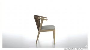 Modern Teak Wood Outdoor Dining Chair With Synthetic Rattan Woven Backrest Elegant Restaurant <b>Armchair</b> With Cushion Wholesale - Product Image 3