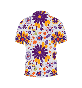 เสื้อโปโลผู้ชายสีม่วงลายดอกเดซี่ พิมพ์ลายทั่วตัว แขนสั้น สไตล์ลำลอง สำหรับเล่นกอล์ฟ - Product Image 2