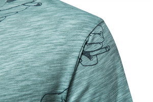 Camiseta de Manga Corta para Hombre, Color Verde Azulado, Cuello Redondo, con Estampado de Diseño de Humo, Corte Regular Informal, Tejido de Punto, Algodón - Product Image 2