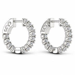 Pendientes de Aro de Doble Hilera con Diamantes Cultivados en Laboratorio, Corte Redondo, Oro de 10K, 14K, 18K, Plata 925, 935, Joyería Fina de Lujo - Product Image 4