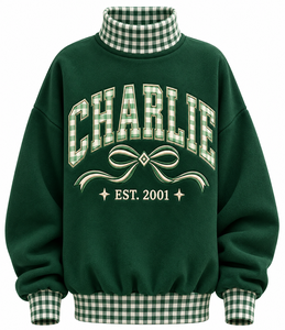 Sweat-shirt surdimensionné à col montant pour femme avec logo personnalisé, 100 % coton molletonné, broderie et impression, streetwear hiver automne, pull - Product Image 1
