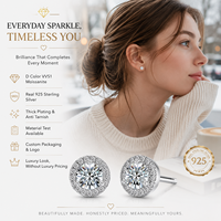 Anting-anting tusuk mewah berbahan perak Sterling S925 dengan Moissanite warna D VVS1 model bunga berkelompok halo untuk wanita, cocok untuk pemakaian sehari-hari, perhiasan berkualitas tinggi