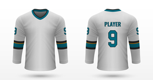 Men's Ice Hockey Jersey Full Sleeve <b>Striped</b> V-Neck Breathable Polyester Regular Fit Adult Apparel Sublimated Print - Product Image 2