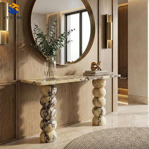 Table console en marbre Calacatta Viola de luxe à prix d'usine pour appartement, villa, manoir, salon, avec socle haut - Product Image 2