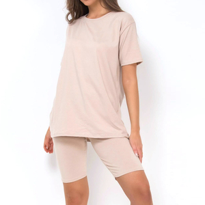 Good Quality Stylish Women <b>Shorts</b> <b>Set</b> New <b>Design</b> Solid Color Oversized Women <b>T</b> <b>Shirt</b> <b>and</b> <b>Shorts</b> <b>Set</b> for Casual Wear - Product Image 1