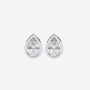 Pendientes de Oro de 14K con Diamante Cultivado en Laboratorio de 1ct en Forma de Pera, Engastados en Bisel, Minimalistas, Certificados por IGI, Joyería Fina para Aniversario - Product Image 2