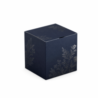 Boîte d'emballage rigide en carton bleu marine de luxe personnalisée avec logo estampé argenté et insert en EVA pour coffret cadeau de bougie parfumée