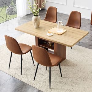 Set da Pranzo Moderno di Lusso con Tavolo Allungabile da 59-71 Pollici e 4 Sedie in Tessuto Tecnologico, Stile Contemporaneo Scalabile - Product Image 3