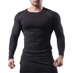 Camiseta de Compresión para Hombre, 100% Algodón, Ligera, Elástica, Transpirable, Ecológica, de Secado Rápido, Manga Larga, para Gimnasio, Ejercicio, Running - Product Image 1