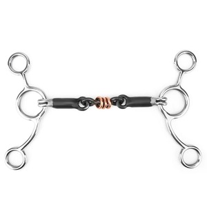 Mors de dressage équestre à joues larges en acier inoxydable avec embout en acier noir - Product Image 1