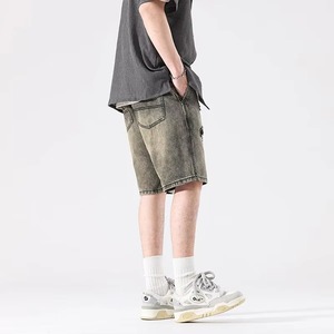 Shorts en jean pour hommes, poches premium, couleur unie, écologiques, respirants, séchage rapide, 100% coton, style hip-hop, été, broderie, décontractés, mi-longs - Product Image 5