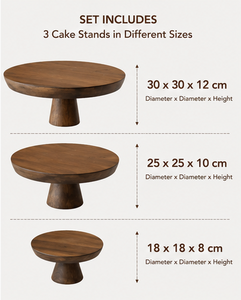 Handcrafted Acacia Wood <b>Cake</b> <b>Stand</b> Set Wooden Display Risers Dessert Pedestal <b>Stands</b> For Bakery Wedding Decor - Product Image 4