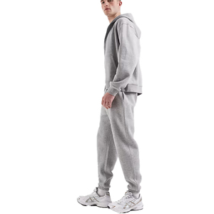 Conjunto Deportivo con Capucha para Hombre, Color Gris, Algodón, Estilo Casual, Color Sólido, con Bolsillos Laterales, Corte Regular, Ropa de Invierno - Product Image 3