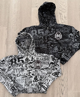 Ensemble de survêtement unisexe effet vieilli, léger, avec broderie imprimée, sweat à capuche personnalisé délavé à l'acide et pantalon de survêtement long, grandes tailles, couleur unie