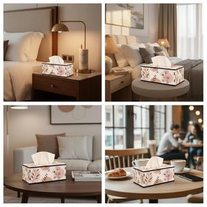 Modern Floral Wooden Napkin Holder & Tissue Box Cover Decorative for Case for <b>Table</b> Decoration in Home <b>Car</b> Bathroom - Product Image 2