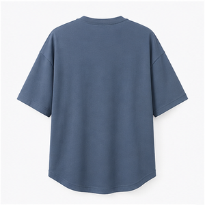 T-shirt Homme Oversize à Manches Courtes et Col Rond en Coton Viscose Bleu Acier avec Ourlet Courbé MTS-OVR-0008 - Product Image 2