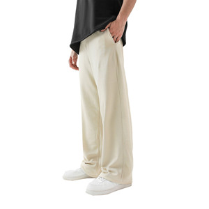 Pantalon de survêtement décontracté pour homme, coupe ample, jambe large, doublure polaire épaisse, anti-plis, avec cordon de serrage, 100% coton - Product Image 3