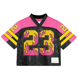 เสื้อเจอร์ซีย์อเมริกันฟุตบอลผู้ชาย คอวี ระบายอากาศได้ดี พิมพ์ลายแบบซับลิเมชั่น แขนสั้นทรงปกติ สไตล์สตรีทแวร์ ทรงหลวม สามารถสั่งทำได้ - Product Image 1