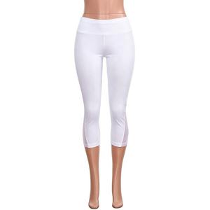 Pantalon de yoga pour femme, blanc, en maille, uni, coupe capri, taille haute, sans couture, effet push-up, pour la course et le fitness, legging unisexe, prix abordable, OEM - Product Image 2