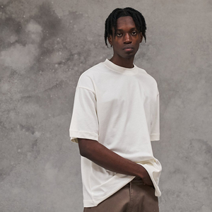 T-shirts pour hommes en coton 100% délavé à l'acide, à manches courtes, épais, surdimensionnés, respirants, avec impression sérigraphique, vente en gros - Product Image 3