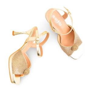 Sandales à talons dorées FN6105 Chaussures de mariée élégantes - Product Image 1