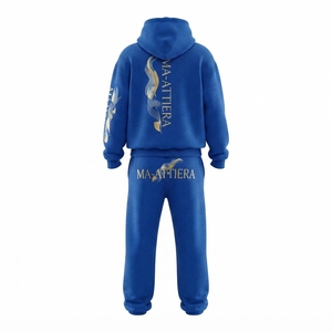 Ensemble survêtement personnalisé pour femme : sweat à capuche bleu oversize et pantalon de jogging large – Fabricant OEM/ODM en gros - Product Image 4
