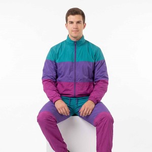 Unisex Customizable Quick Dry Nylon 2 Piece Tracksuit Hooded Zip up Windbreaker <b>Jacket</b> Pants Color Block Reflective Striped - Product Image 4
