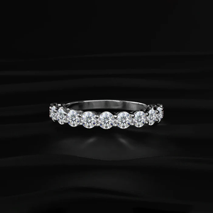 Anillo de Diamantes de Corte Redondo con Engaste en Cesta y Media Eternidad, Joyería Fina, Anillo de Diamantes para Uso Diario de Proveedor Indio - Product Image 1